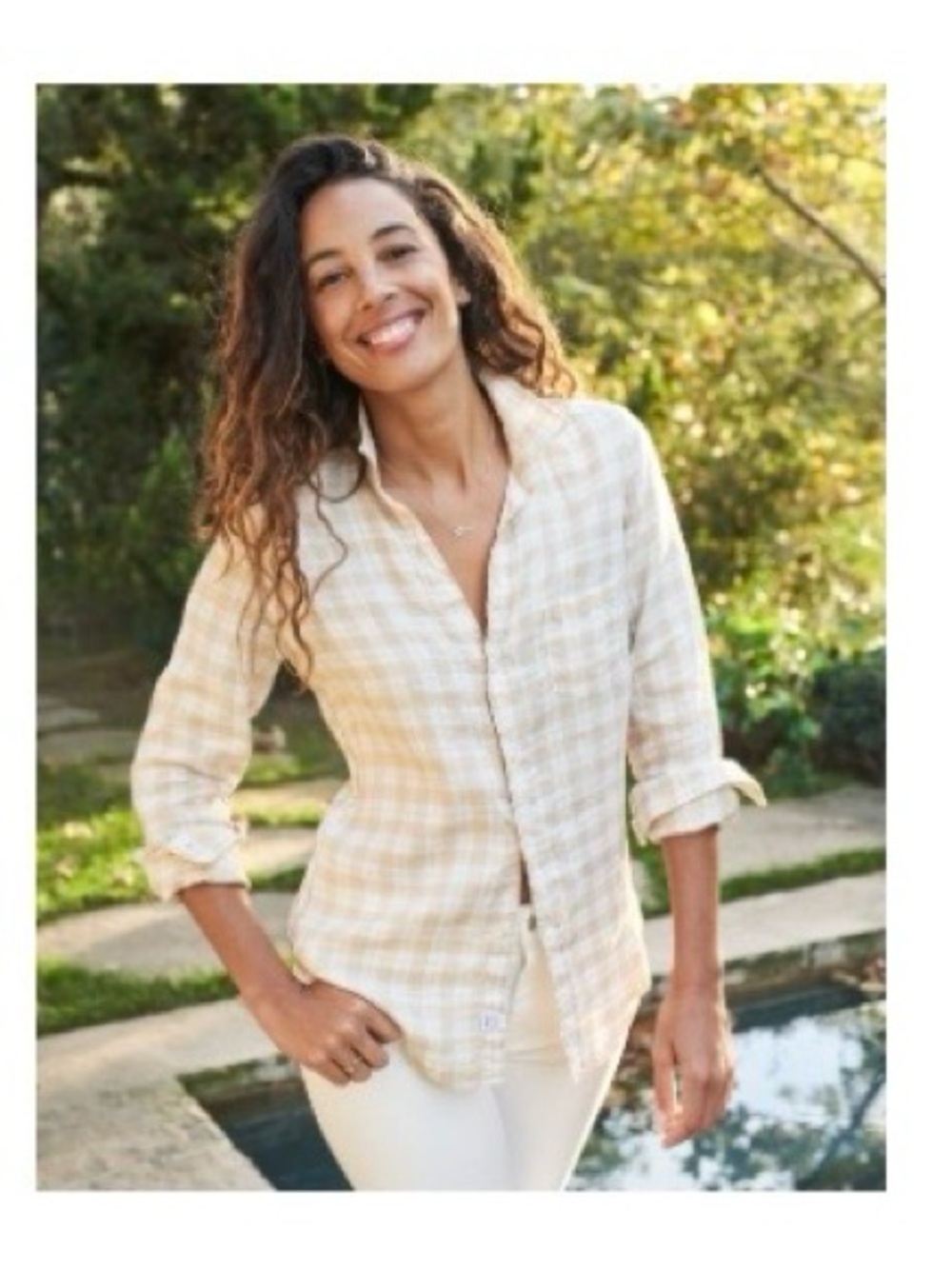 Frank & Eileen Barry Classic Linen Blouse-Large
